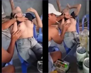 Đang ngồi nhậu thì em kéo áo lên cho mấy anh trai check hàng