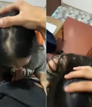 Vừa vào phòng chưa kịp làm gì anh đã dí cặc vào mồm em bắt bú rồi